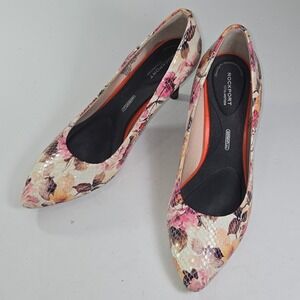 Rockport Total Motion‎ Floral Snakeskin Print Pointed Toe Heels Women's 8.5
